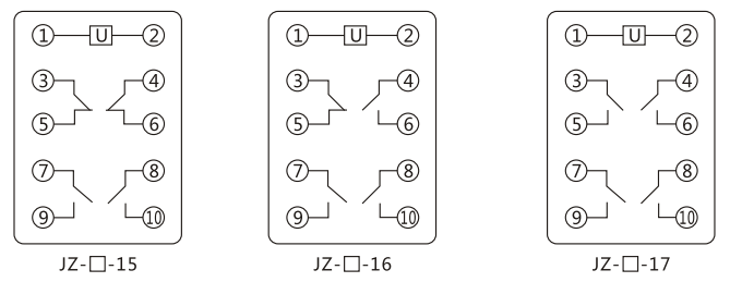 JZY（J)-211靜態中間繼電器內部接線圖及外引接線圖