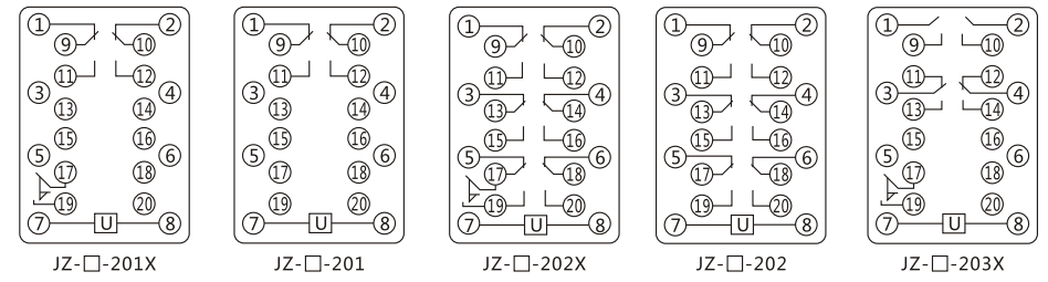 JZY（J)-211靜態中間繼電器內部接線圖及外引接線圖