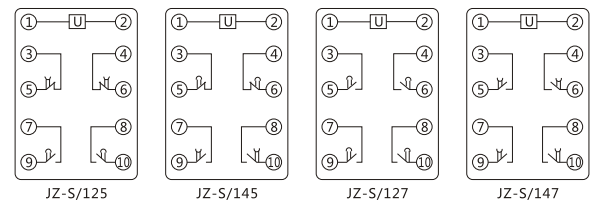 JZ-S/2212靜態(tài)可調(diào)延時(shí)中間繼電器內(nèi)部接線圖及外引接線圖